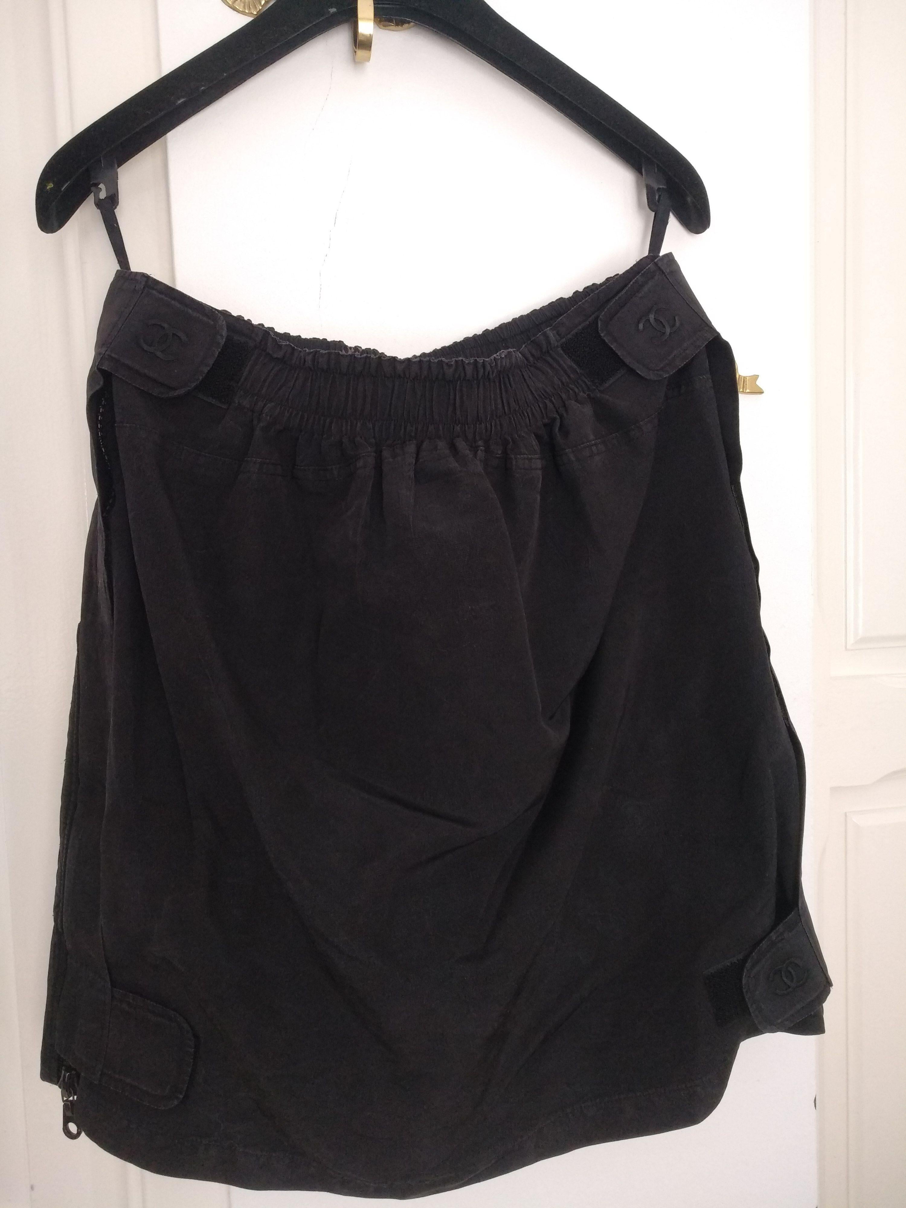 Quilted CC Logo Silk Skirt