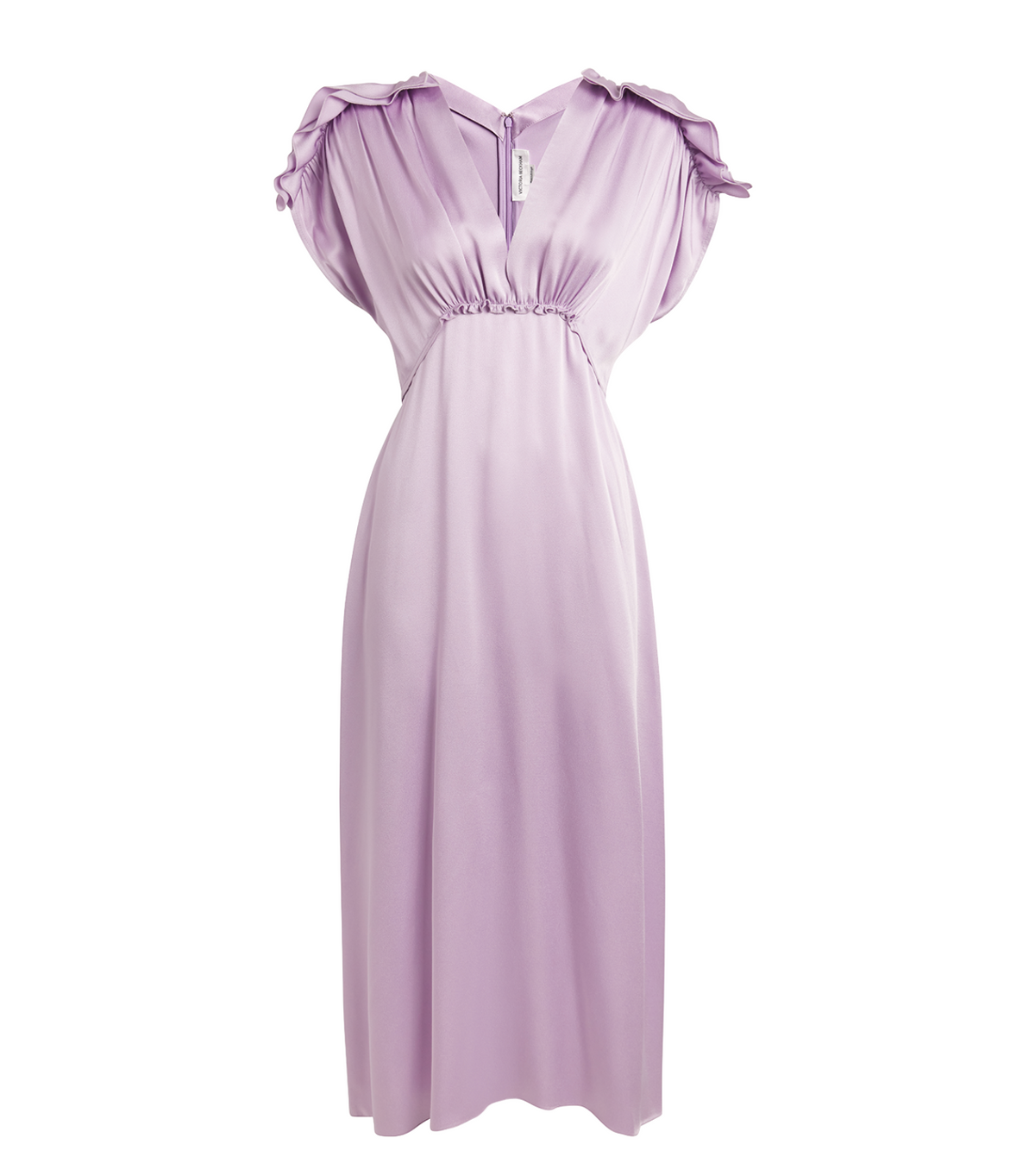 Ruffled Satin Crepe Midi Dress