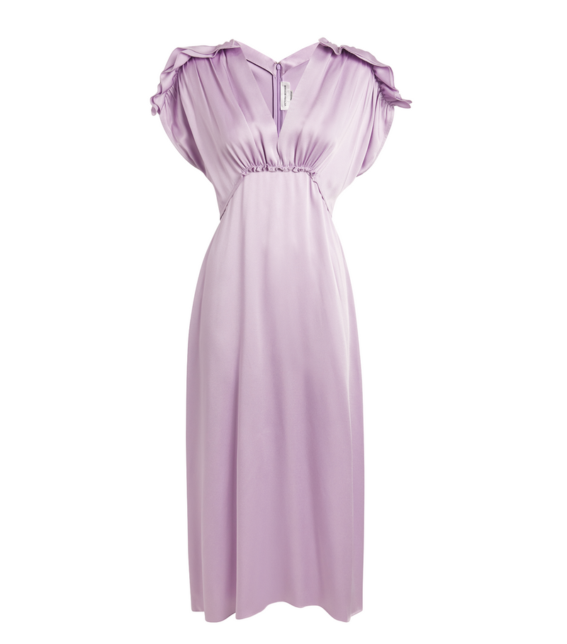 Victoria Beckham Ruffled Satin-Crepe Midi Dress