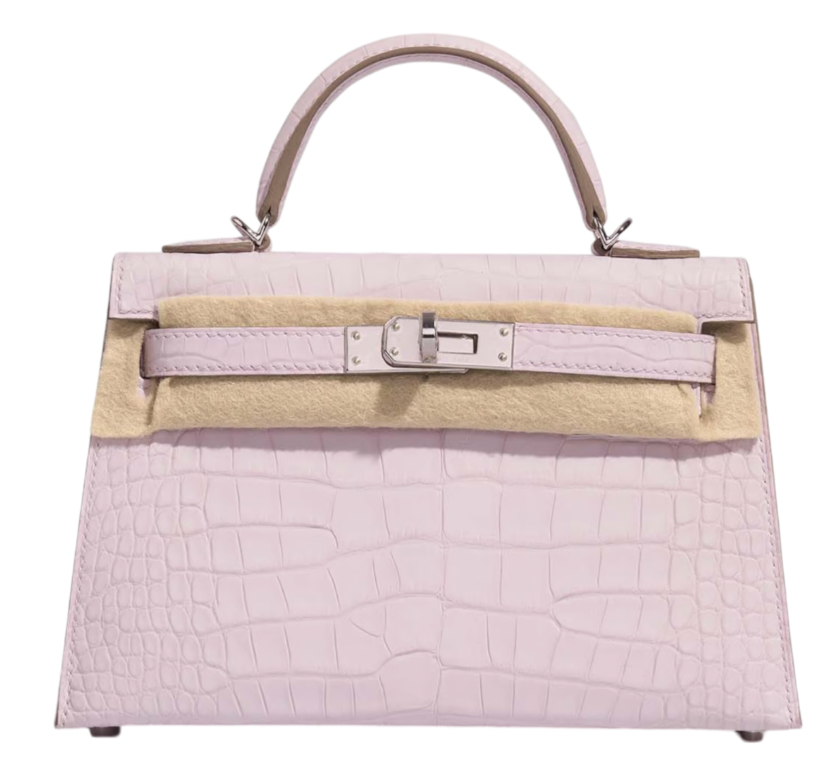 Mauve Pâle 20 cm Sellier Mississippiensis Alligator Matte Kelly  Palladium Hardware