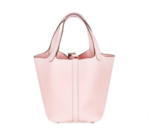 Hermes Picotin 18 in Rose Sakura Taurillon Clemence Leather with Palladium Hardware