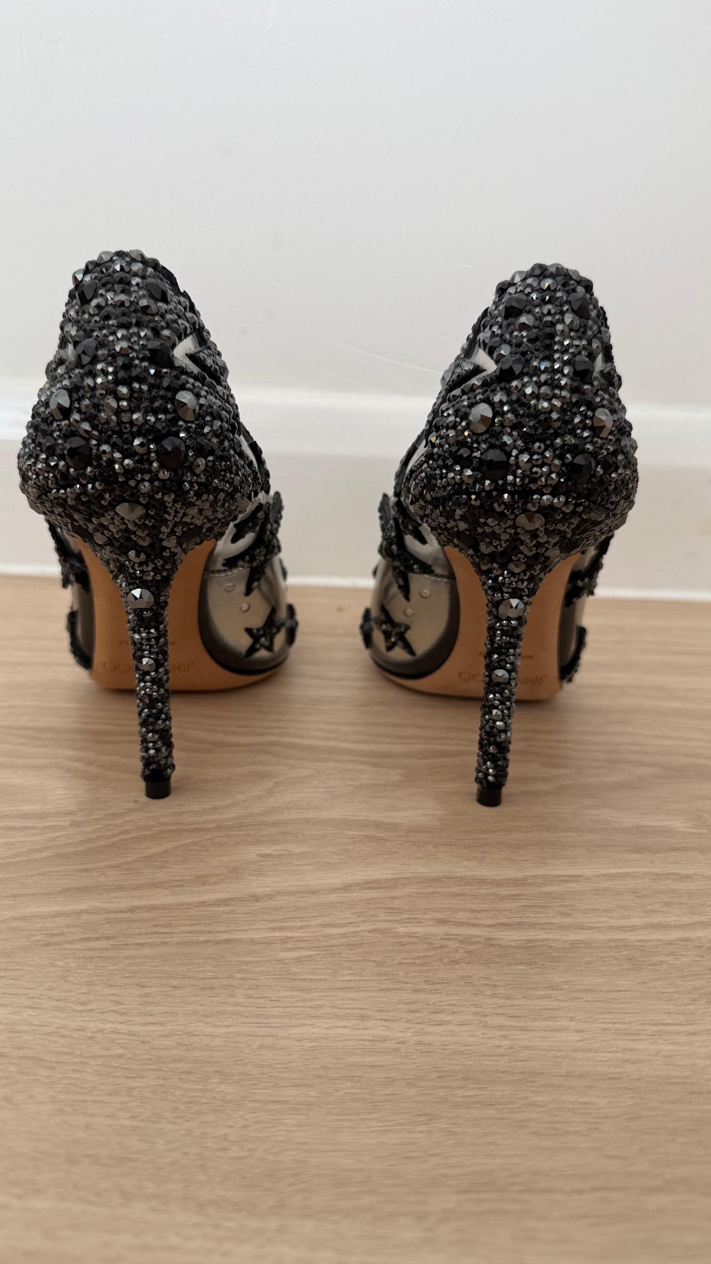 Jimmy Choo Embellished Plexi Heels