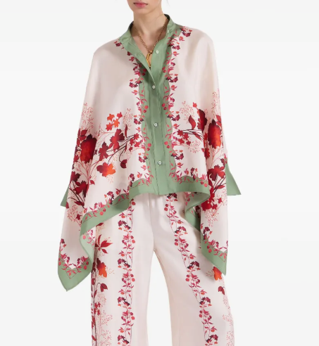 J Foulard Silk Twill Shirt Woodland Placee