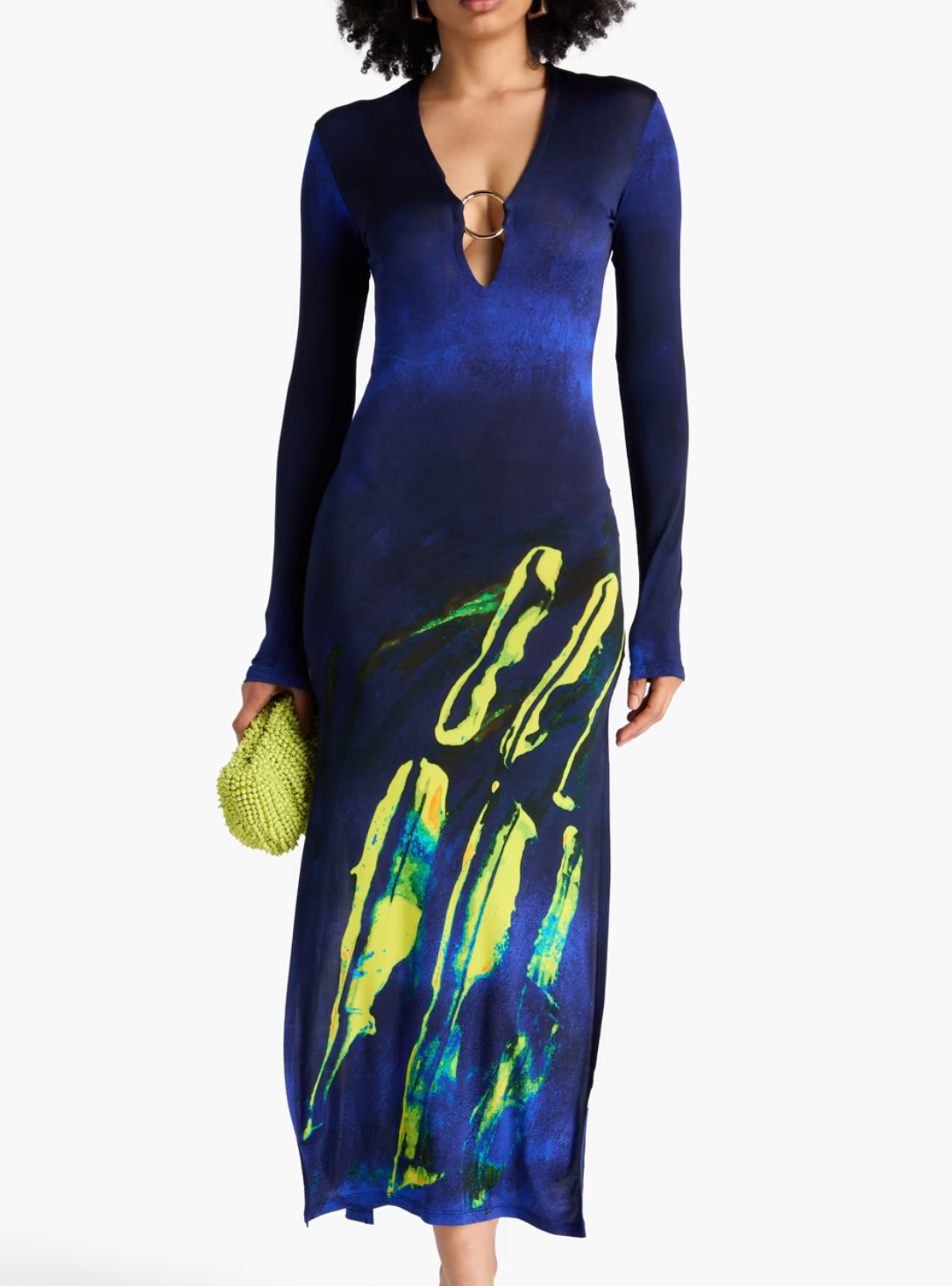Louisa Ballou Helios Embellished Printed Jersey Maxi Dress