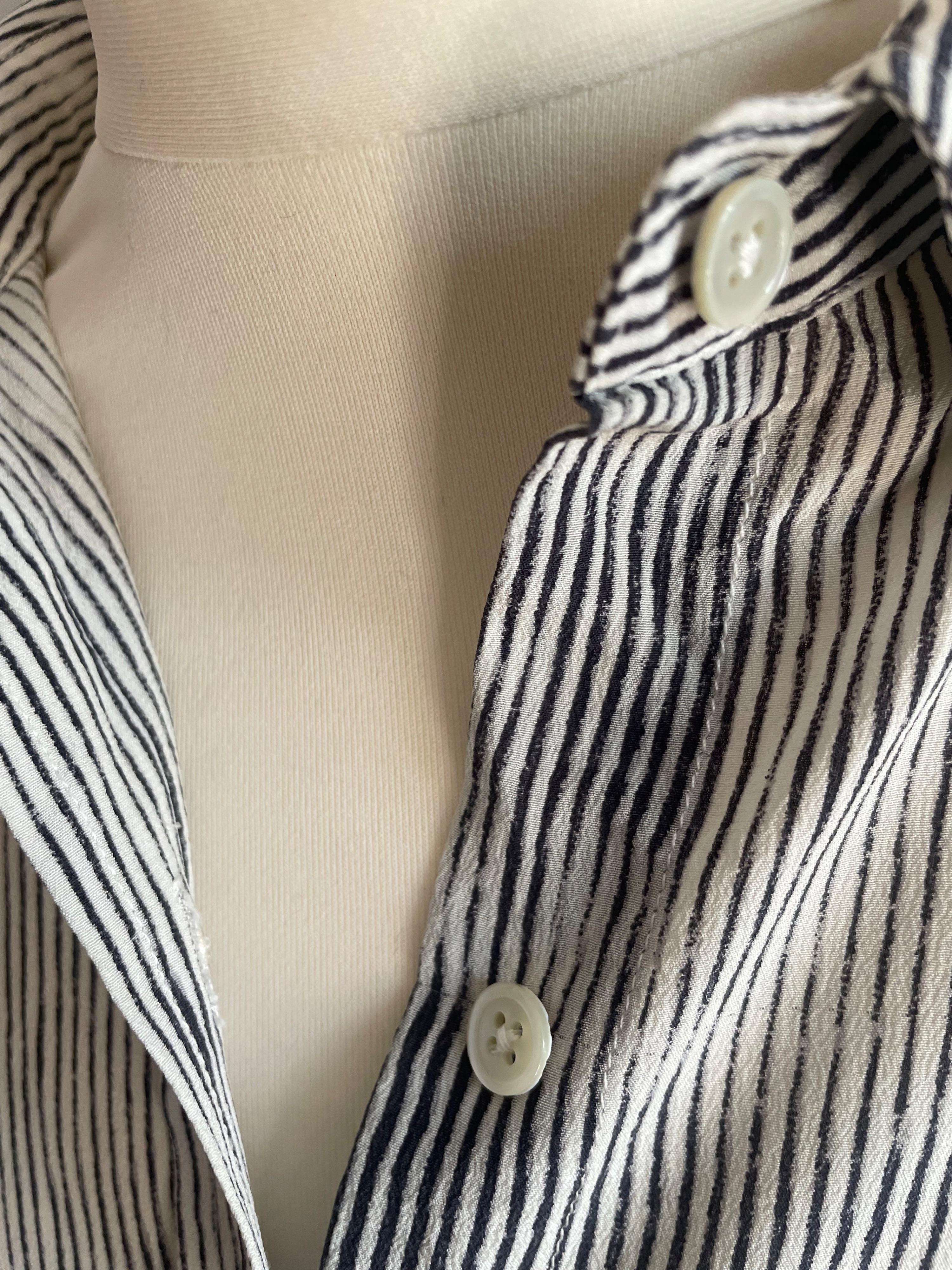 Merino Wool/Silk Blend Striped Top