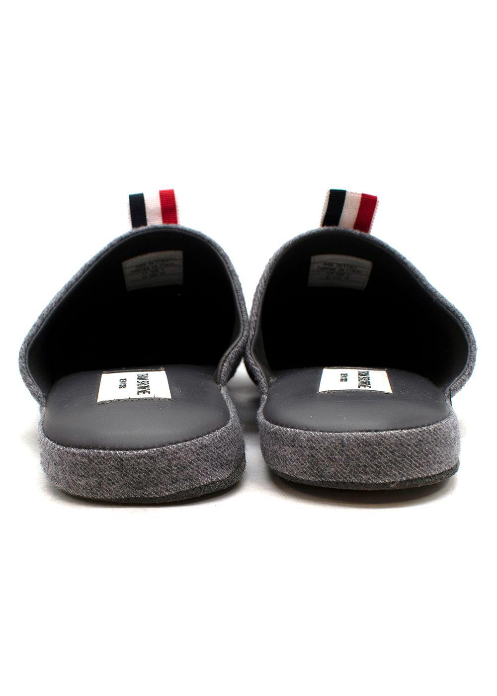 Grey 3 Bar Flannel Slippers