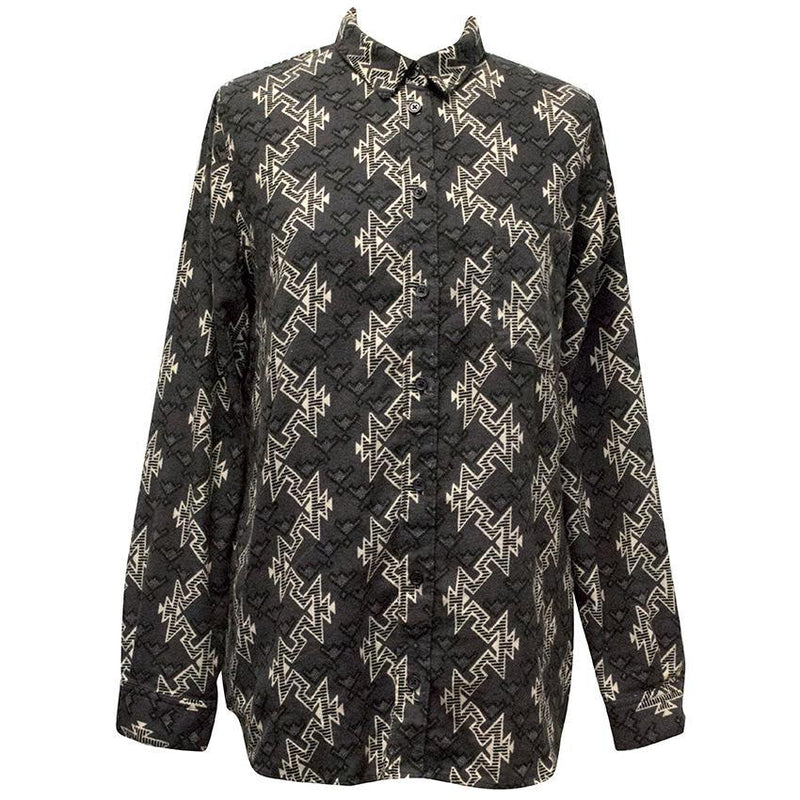 BDG Charcoal and white geometric print shirt