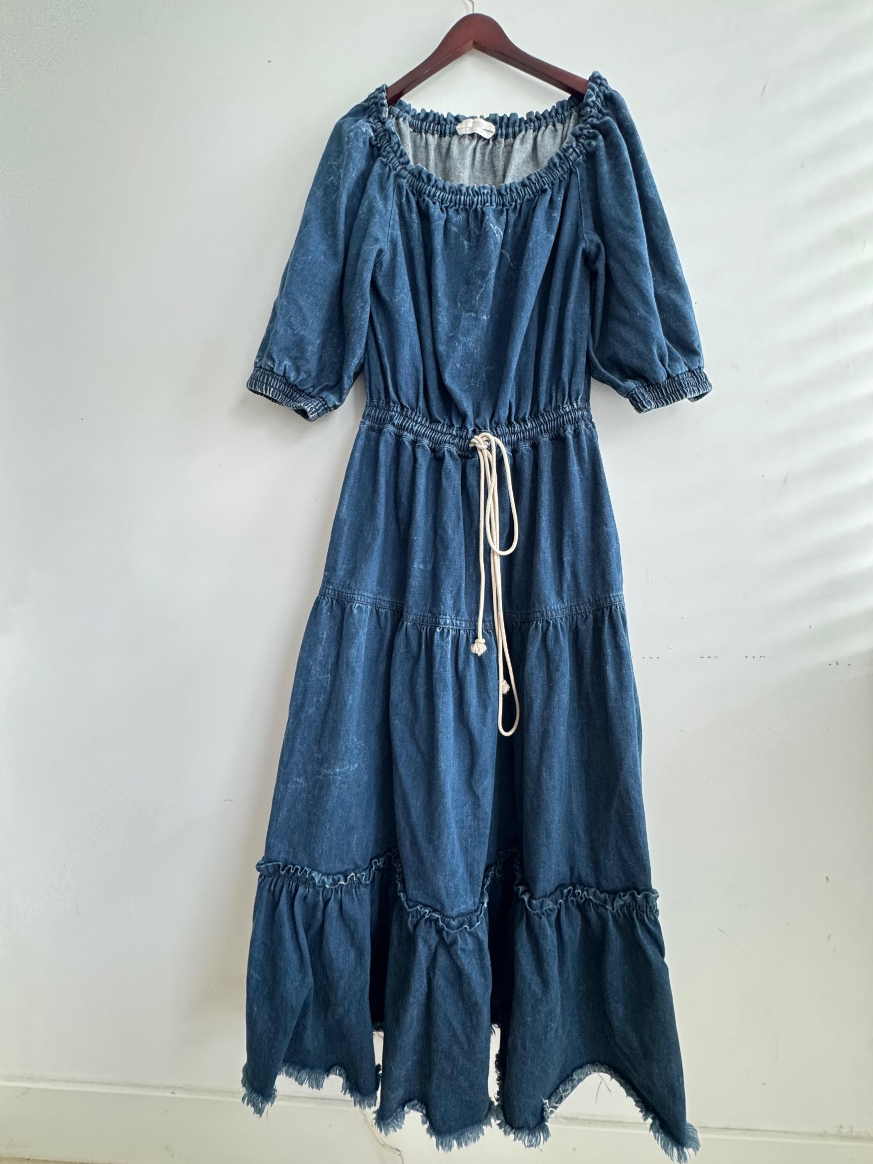 Off The Shoulder Denim Maxi Dress