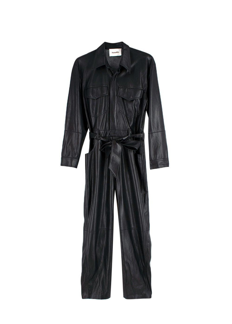 Ashton Black Faux Leather Jumpsuit