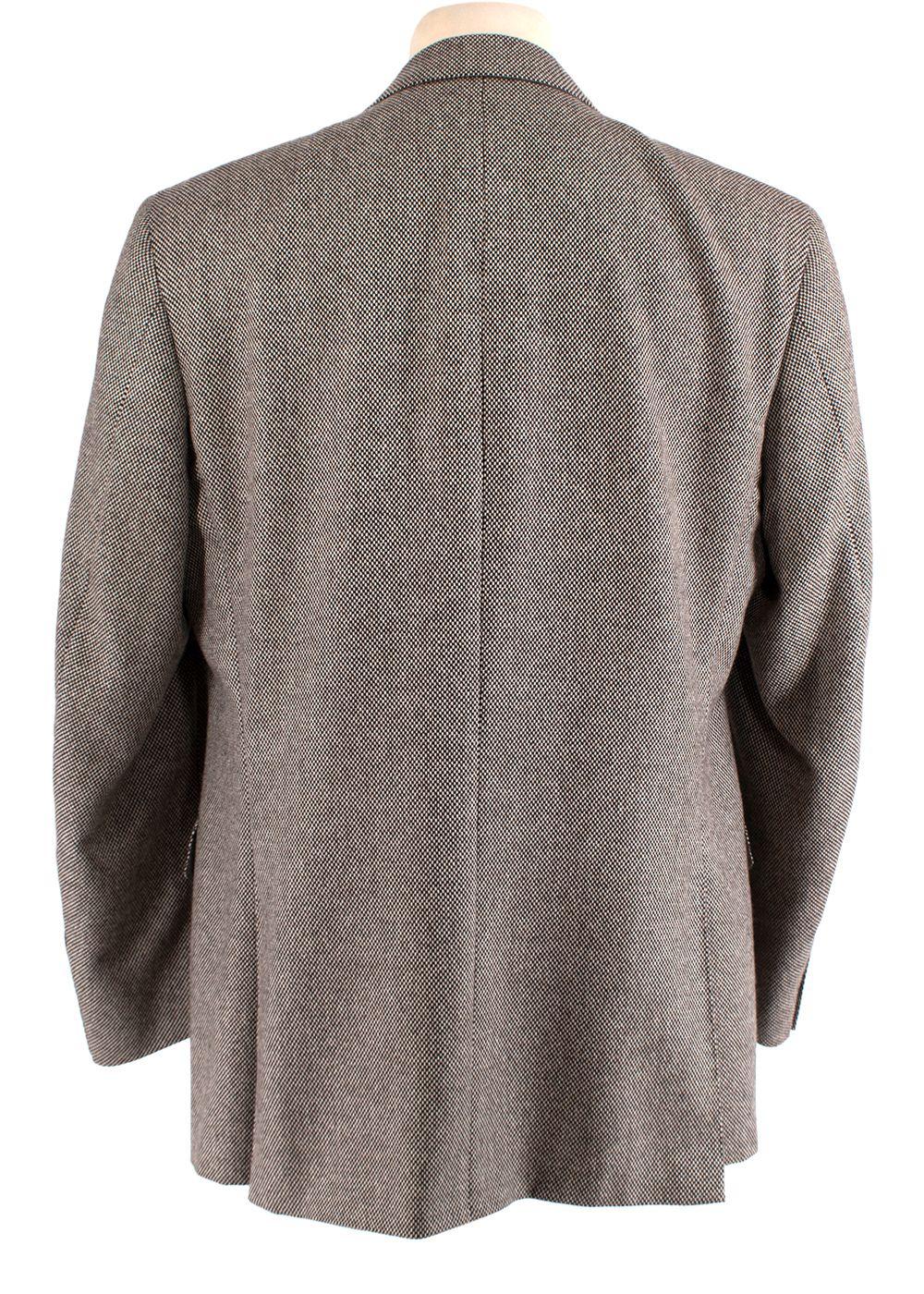 beige & black basketweave cashmere blazer