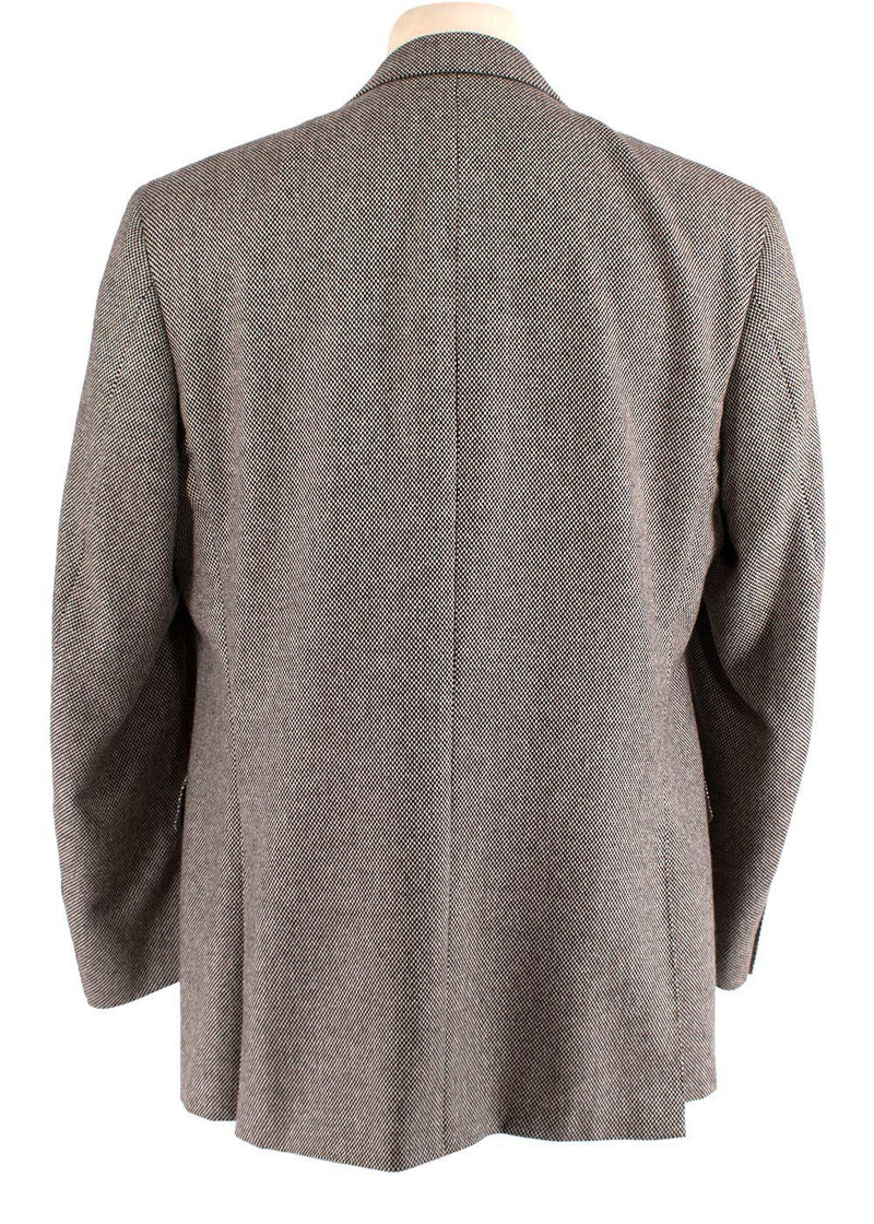beige & black basketweave cashmere blazer