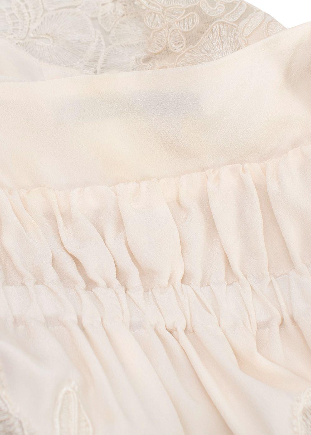 Ermanno Scervino Ivory Floral Lace Silk Cami Top