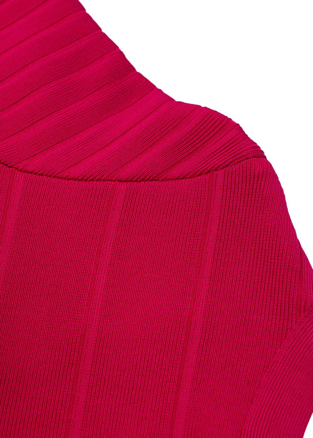 Pink Stretch Bandage V-Neck Zipped Dress