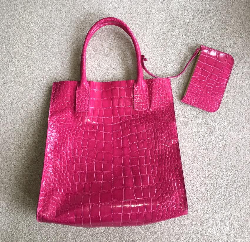 NEW Pink Aila Croc Embossed Bag