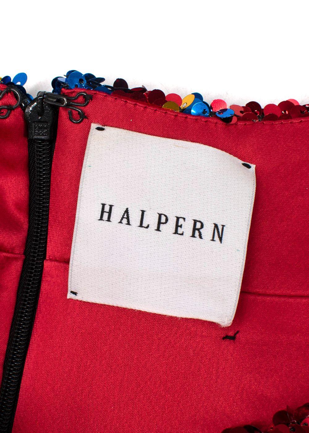 Halpern Red Striped Sequin Mini Dress