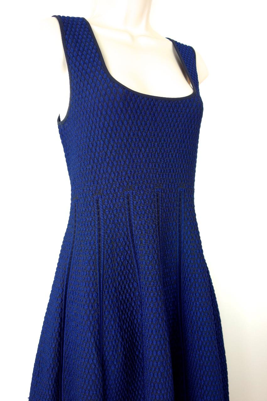RVN Blue Textured Skater Dress