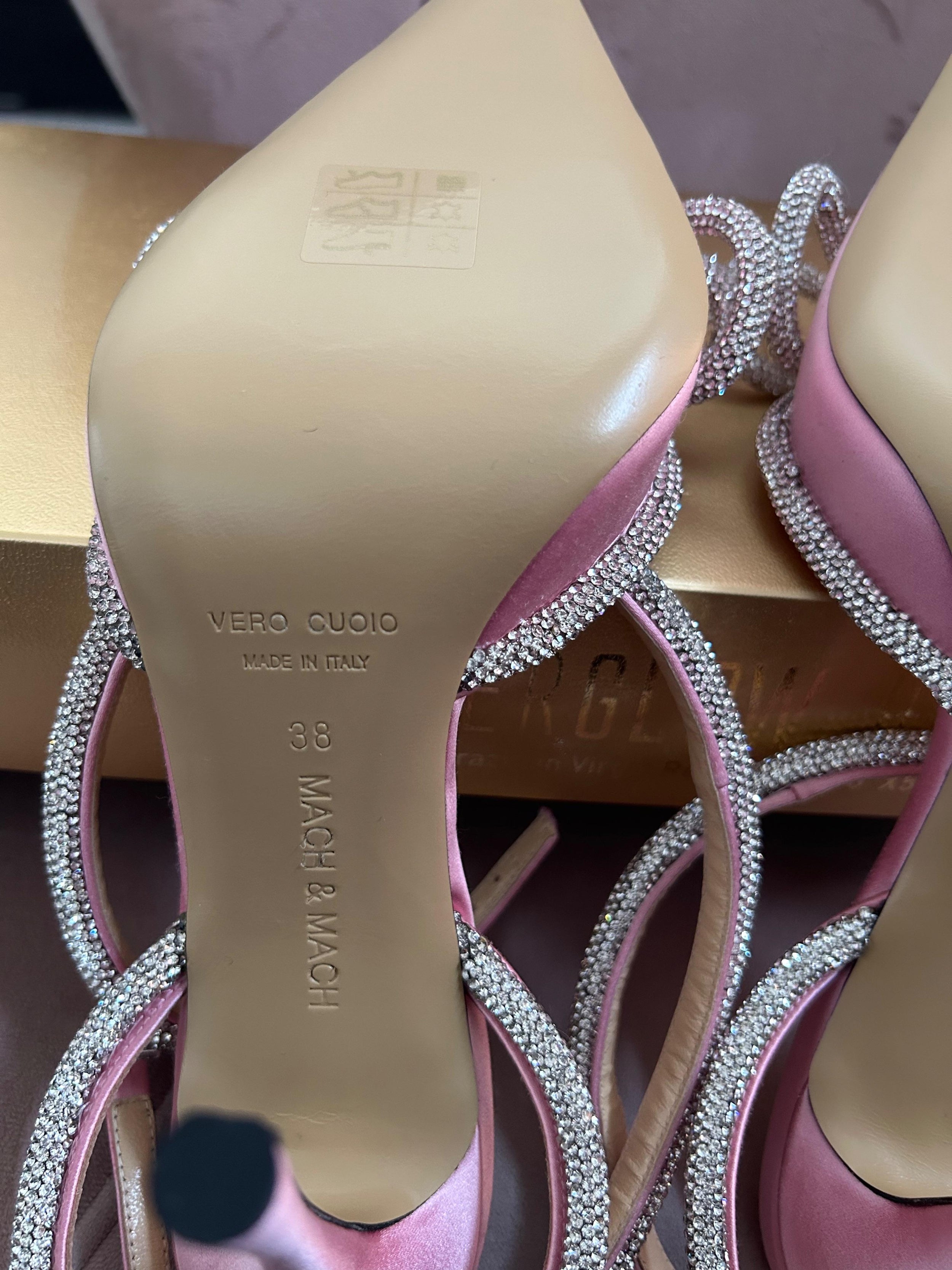 Double Bow Crystal Embellished Pink Satin Pumps