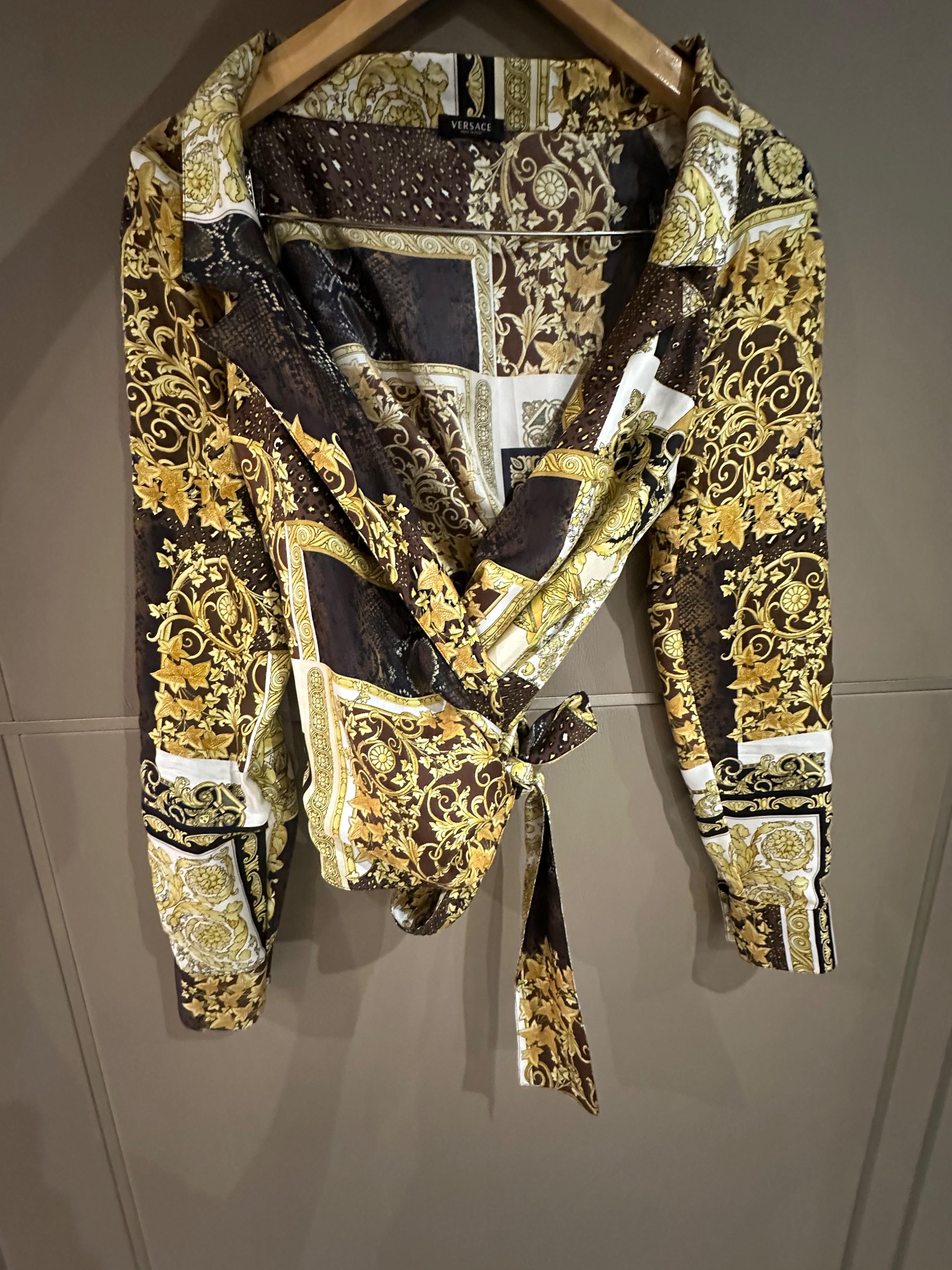 Versace Mixed Print Silk Blouse