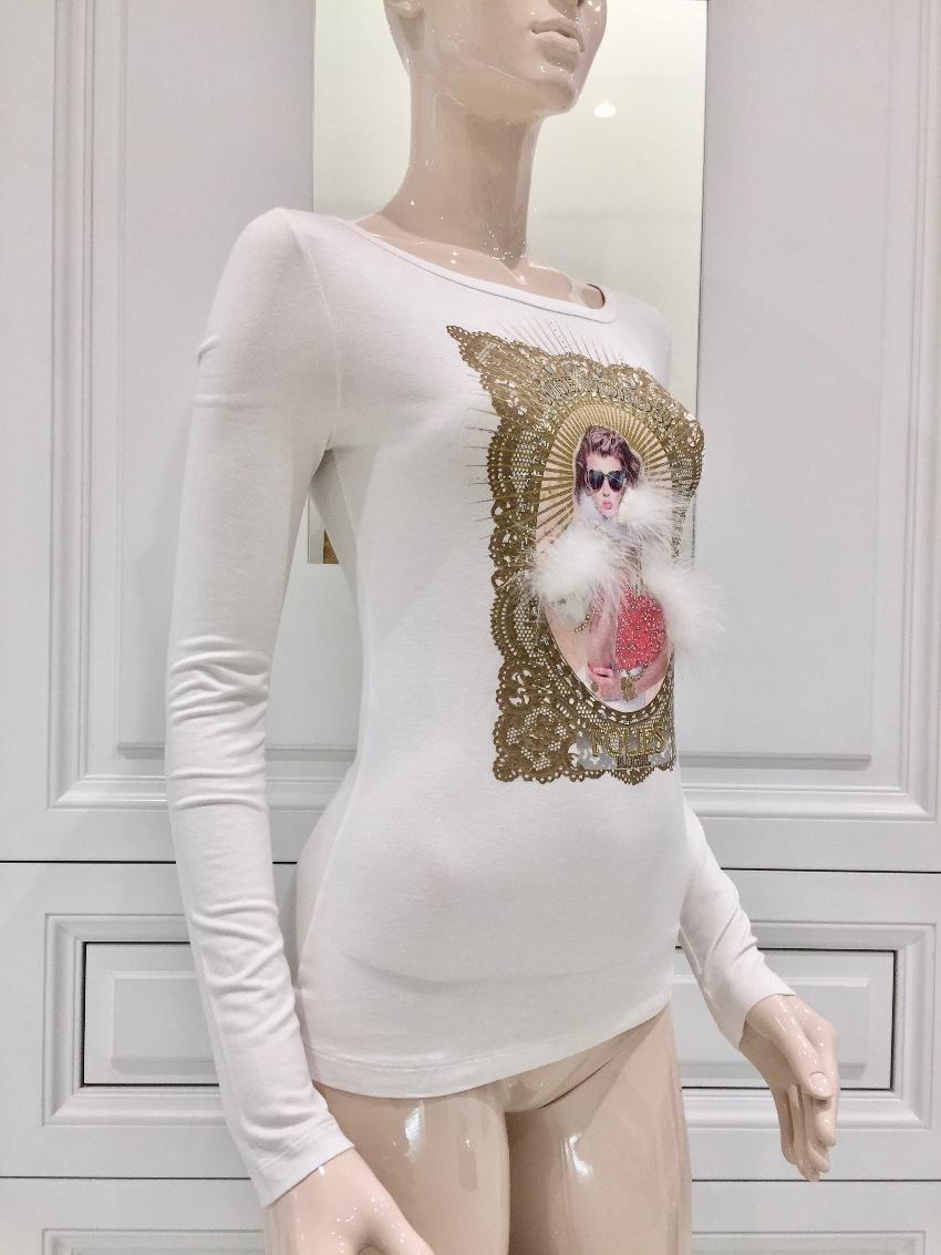 Blumarine Marabou Feather Winter White Top