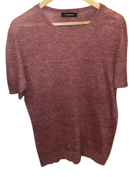Zegna Deep Pink Linen/Cotton Blend T Shirt