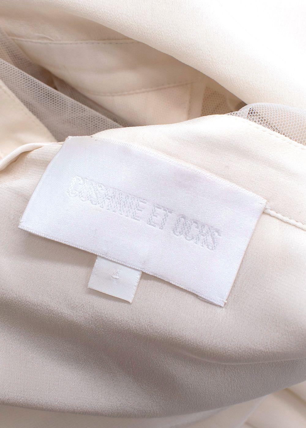 Cushnie Et Ochs Cream High Neck Mesh Mini Dress