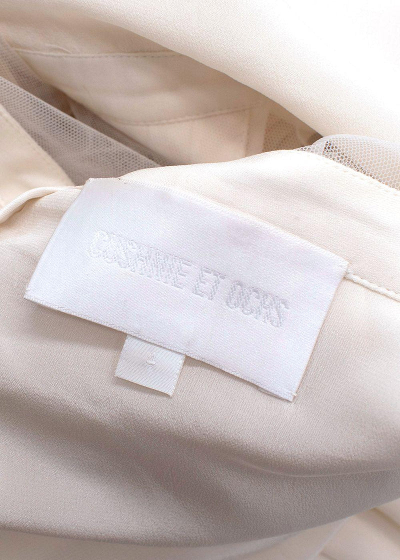 Cushnie Et Ochs Cream High Neck Mesh Mini Dress