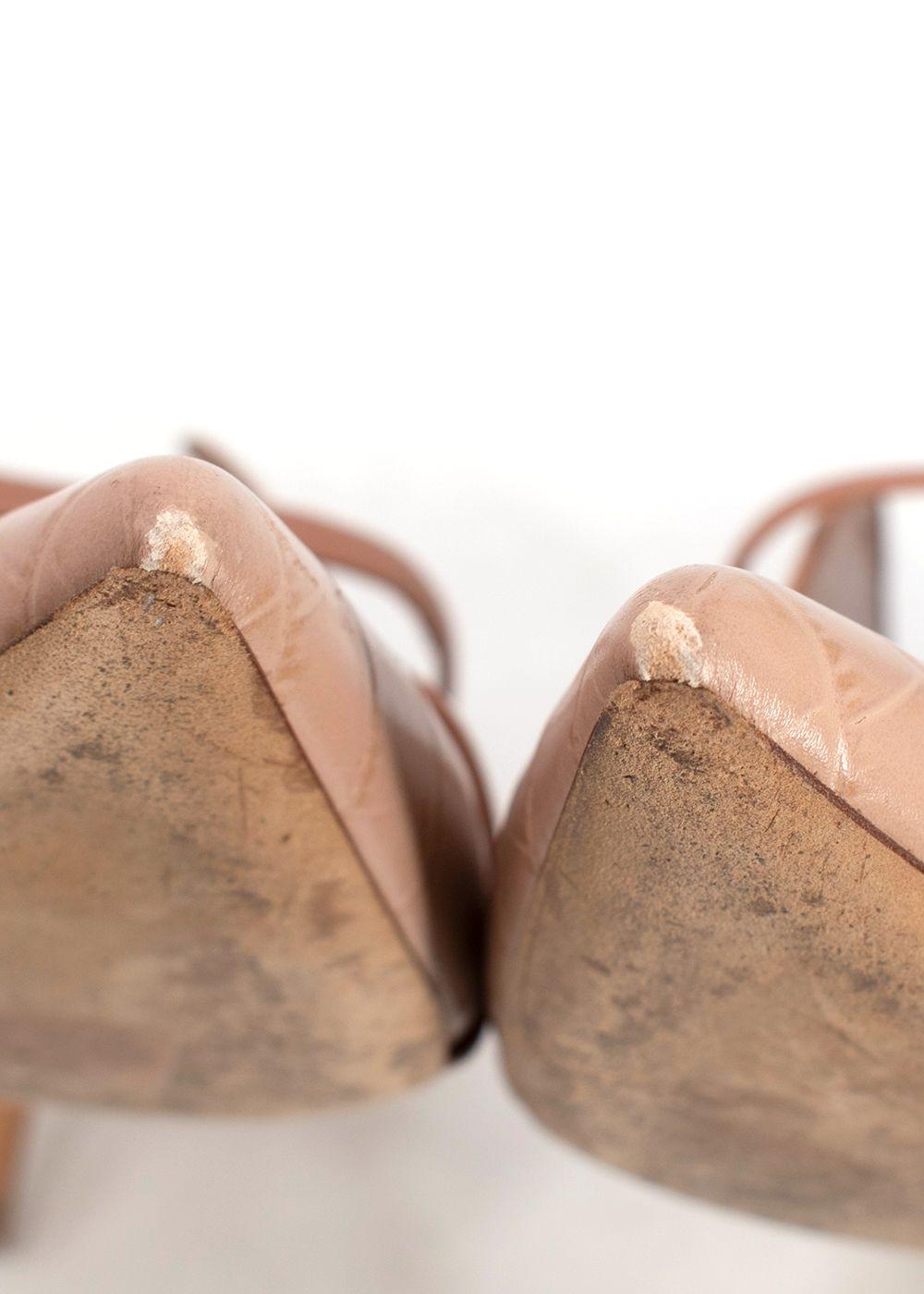 Malone Souliers Beige Croc Embossed Maureen Mules