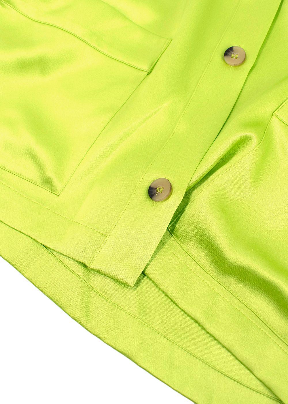 Asceno neon green silk shirt