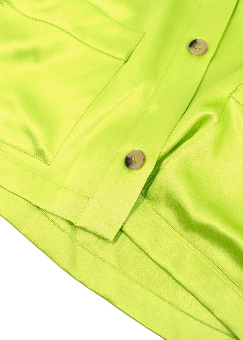 Asceno neon green silk shirt