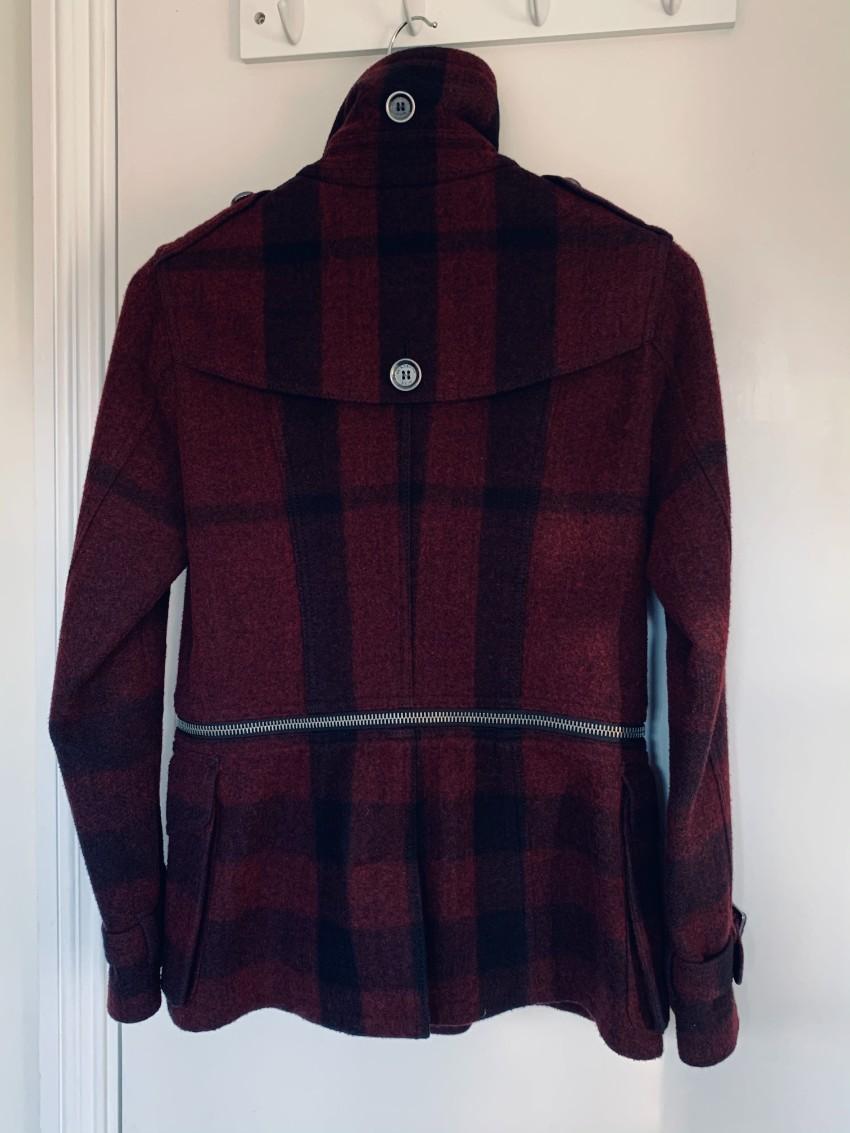 Burberry Brit Burgundy/Black Convertible High Neck Jacket