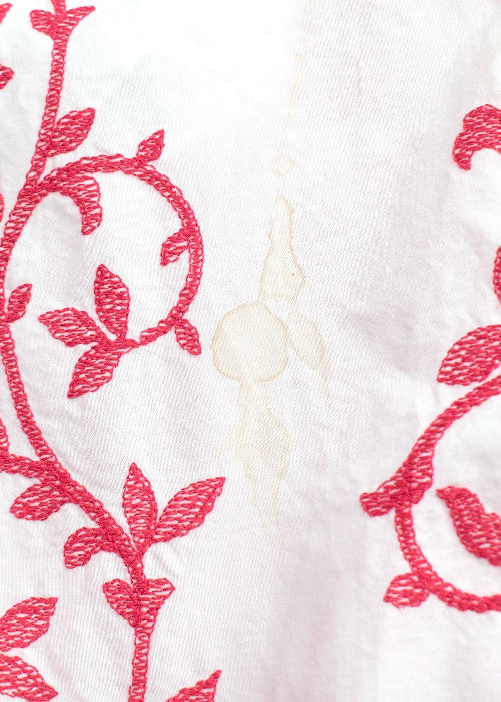 Loretta Caponi Embroidered Cotton Dress