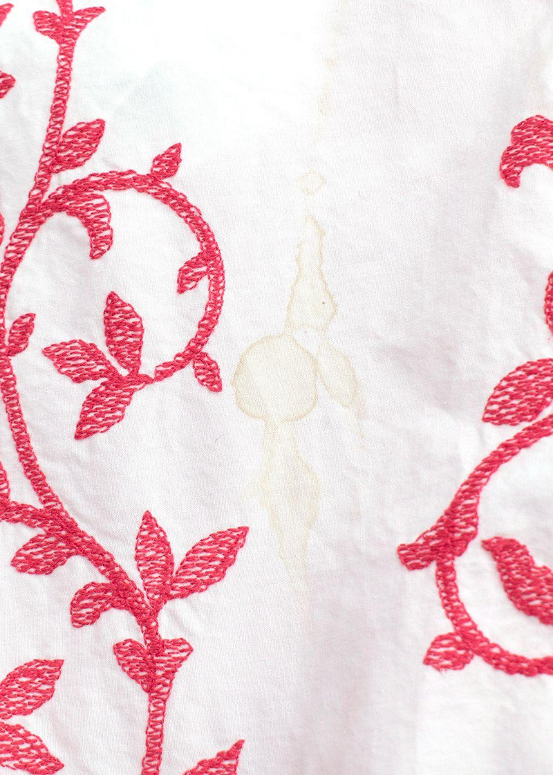 Loretta Caponi Embroidered Cotton Dress
