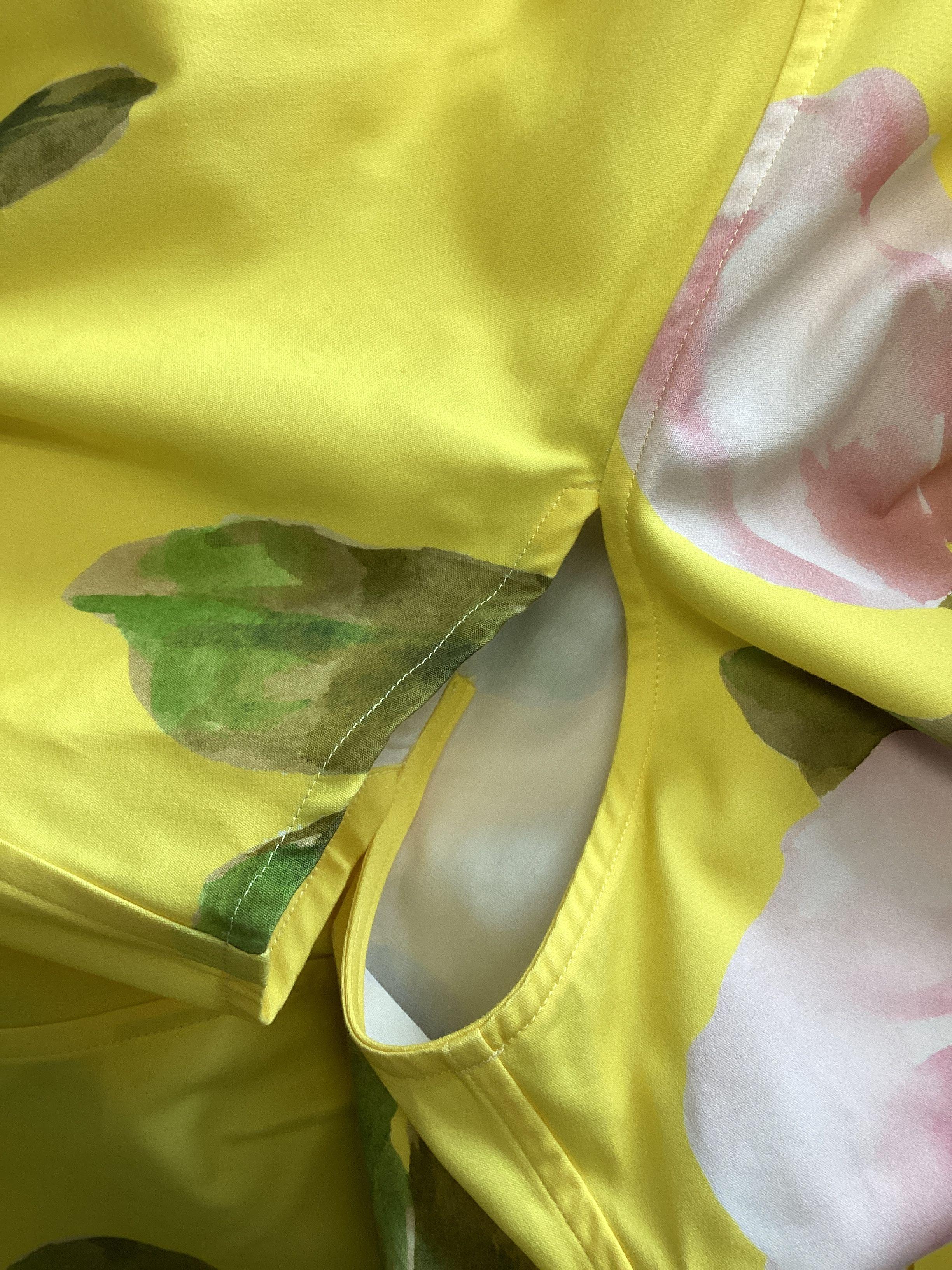Valentino Yellow Floral Print Mini Shirt Dress