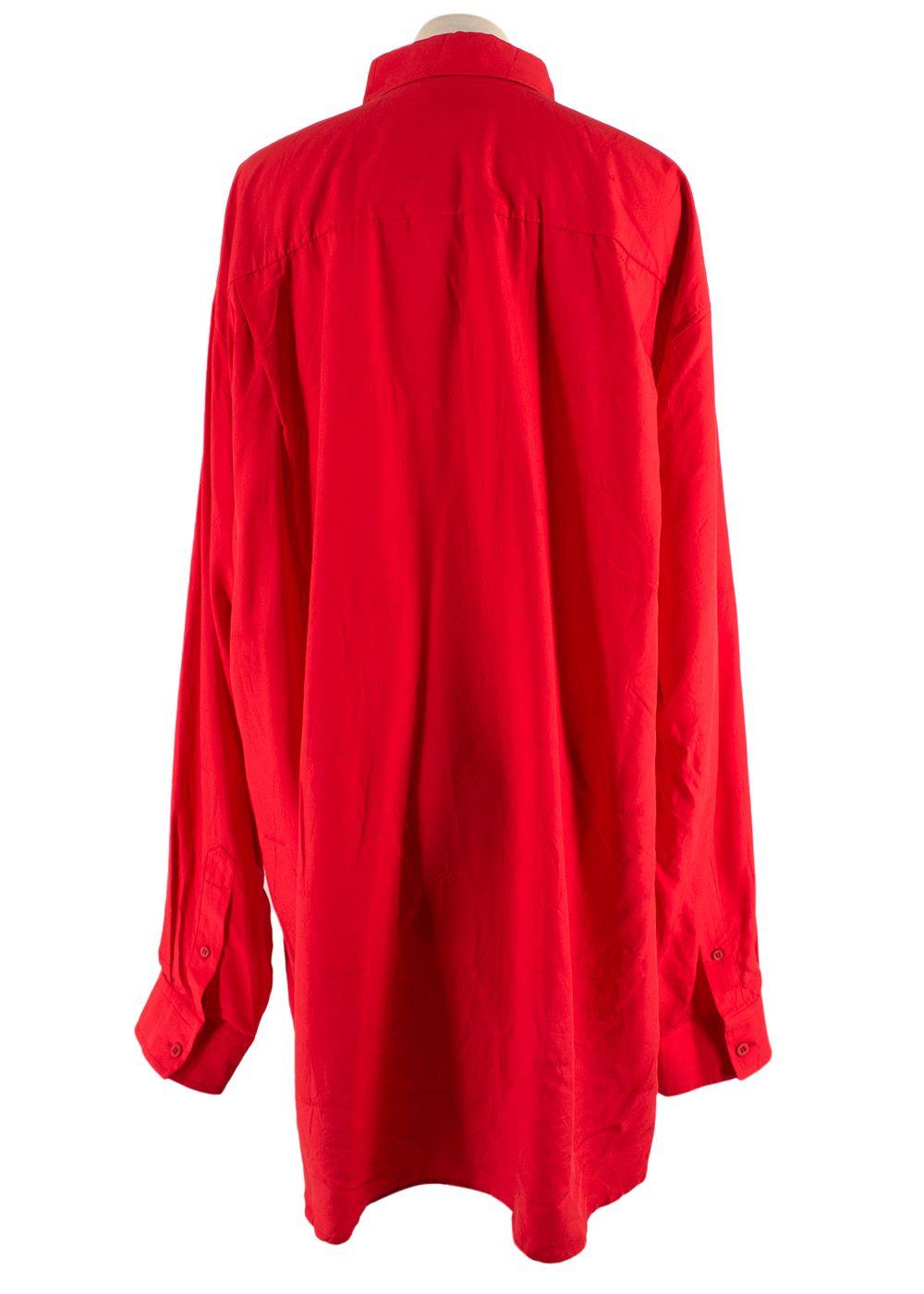 Balenciaga Red  Jacquard Oversized Silk Shirt