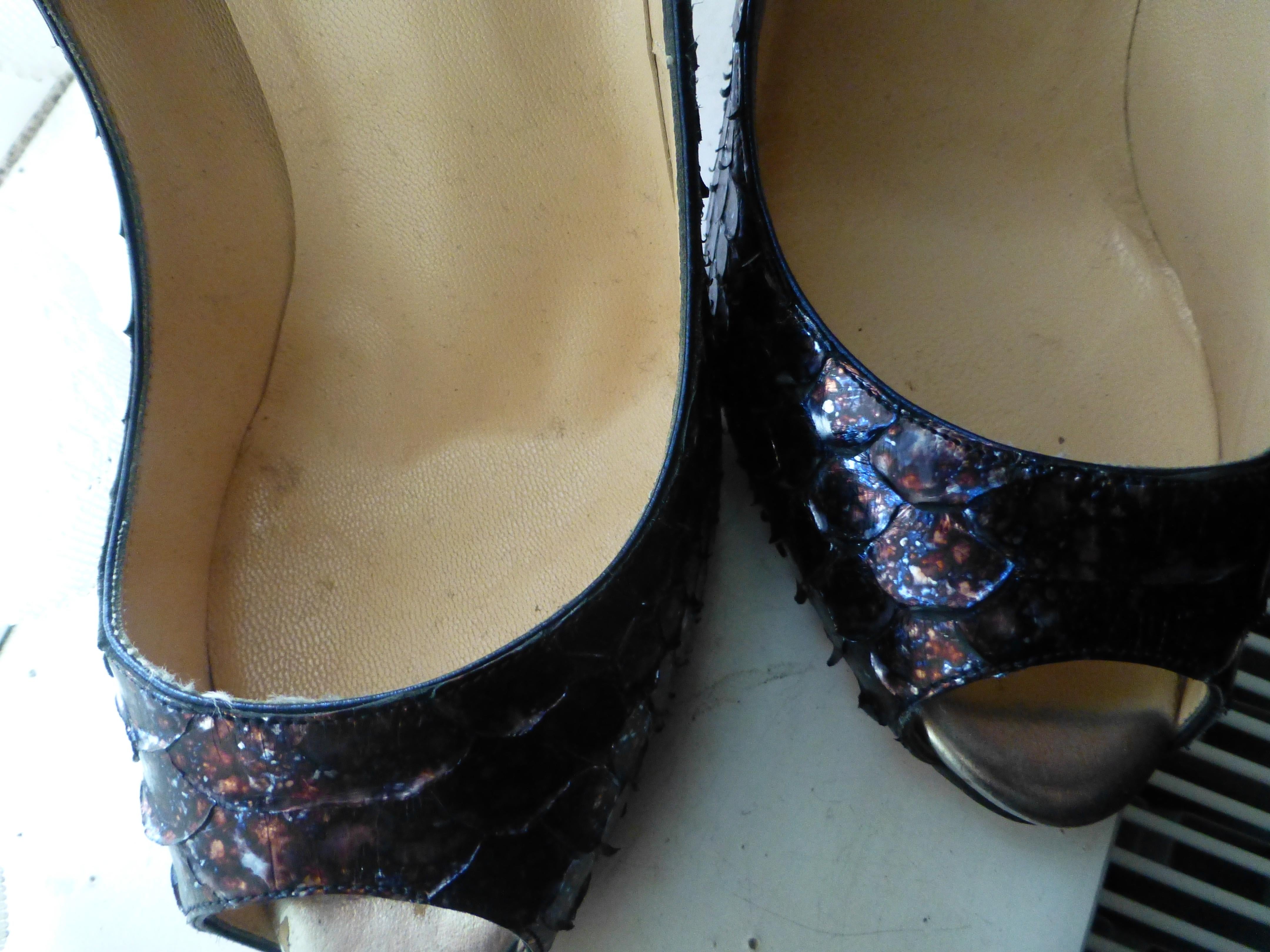 CHRISTIAN LOUBOUTIN Blue Acid Python Lady Claude 38.5 UK 5.5 US 8.