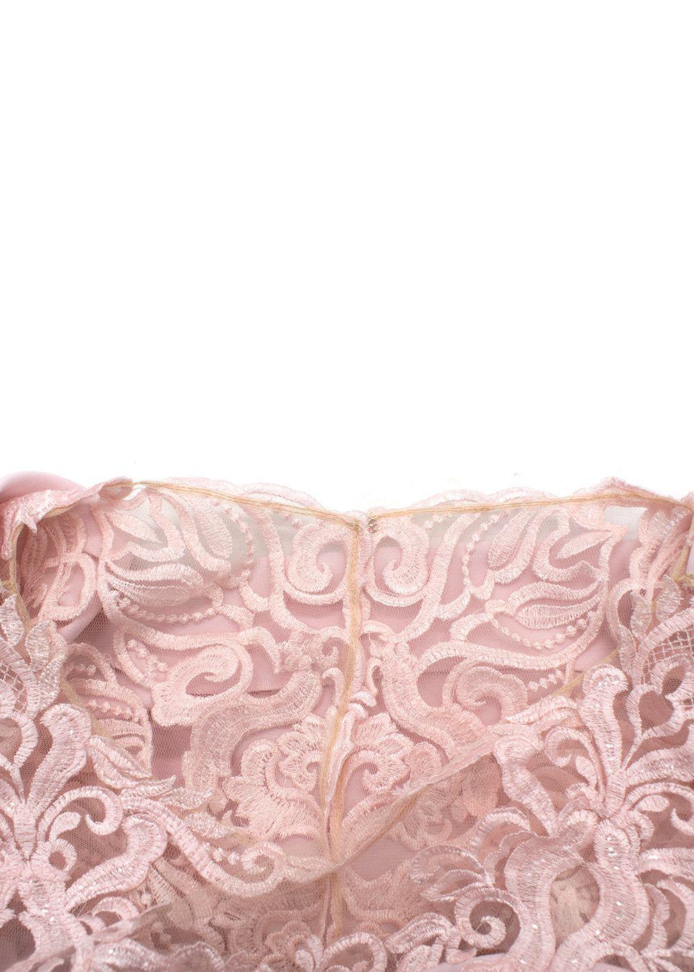 John Charles Pink Midi Dress with Lace Detail