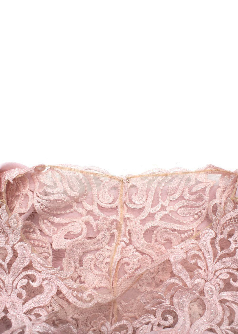 John Charles Pink Midi Dress with Lace Detail