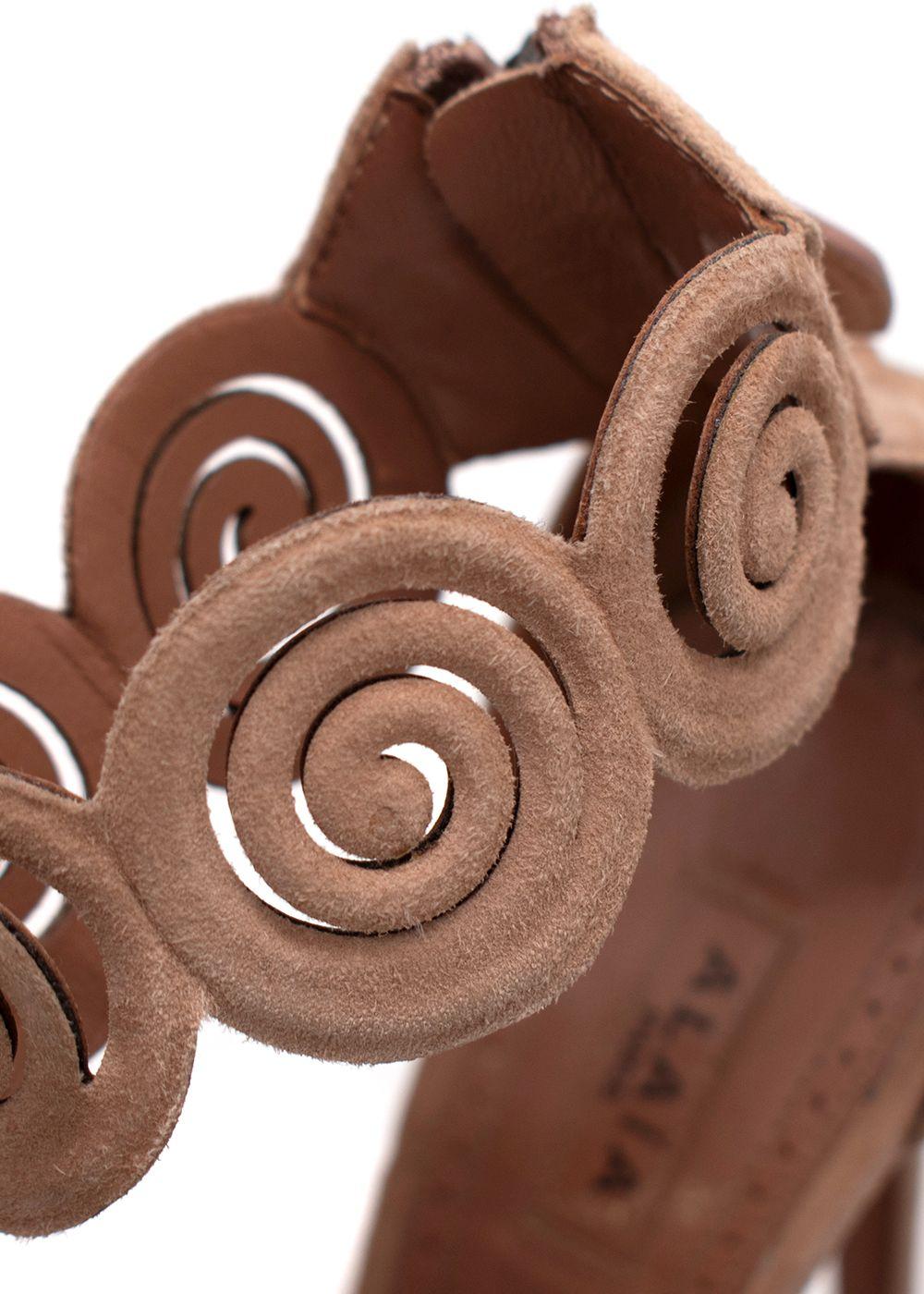 Alaia Beige Suede Platform Sandals