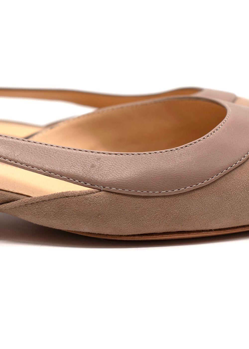Alexandre Birman Taupe Suede Slingback Flats