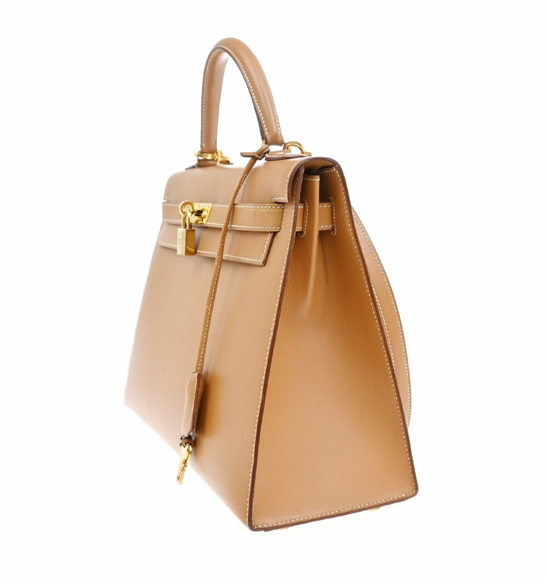 Hermes Tan With White Stitching Kelly 32cms