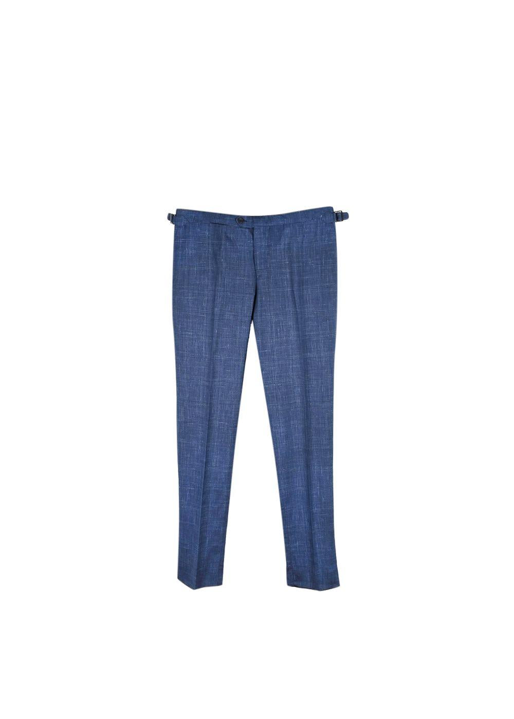 Blue Wool-Silk Tailored Trousers