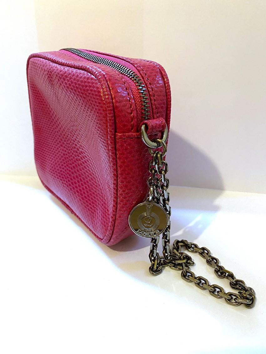 Loewe pink water snake clutch purse with chain