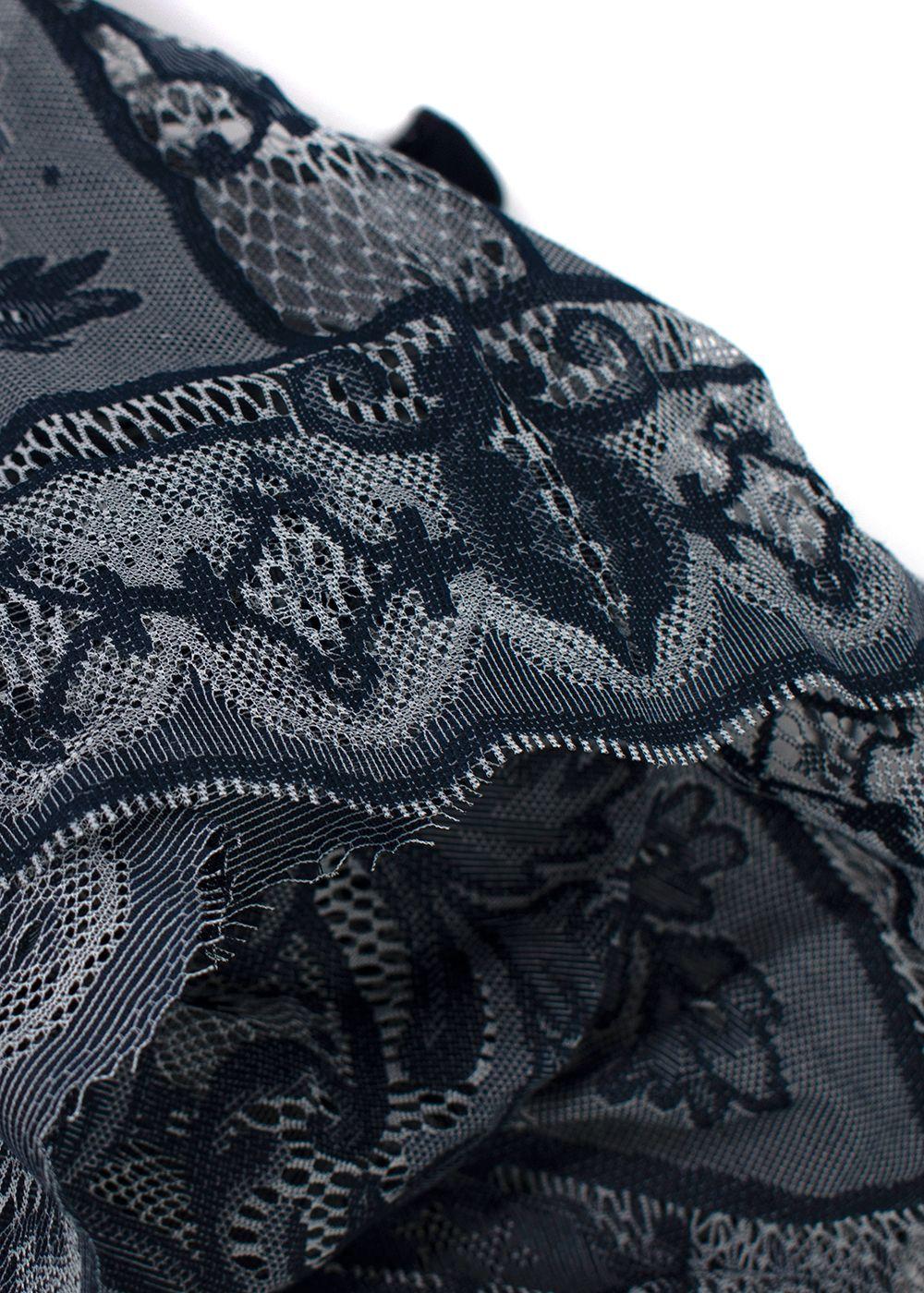 Dior Navy Cotton Blend Embroidered Midi Skirt