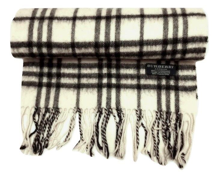 Cream Classic Check Cashmere Scaef