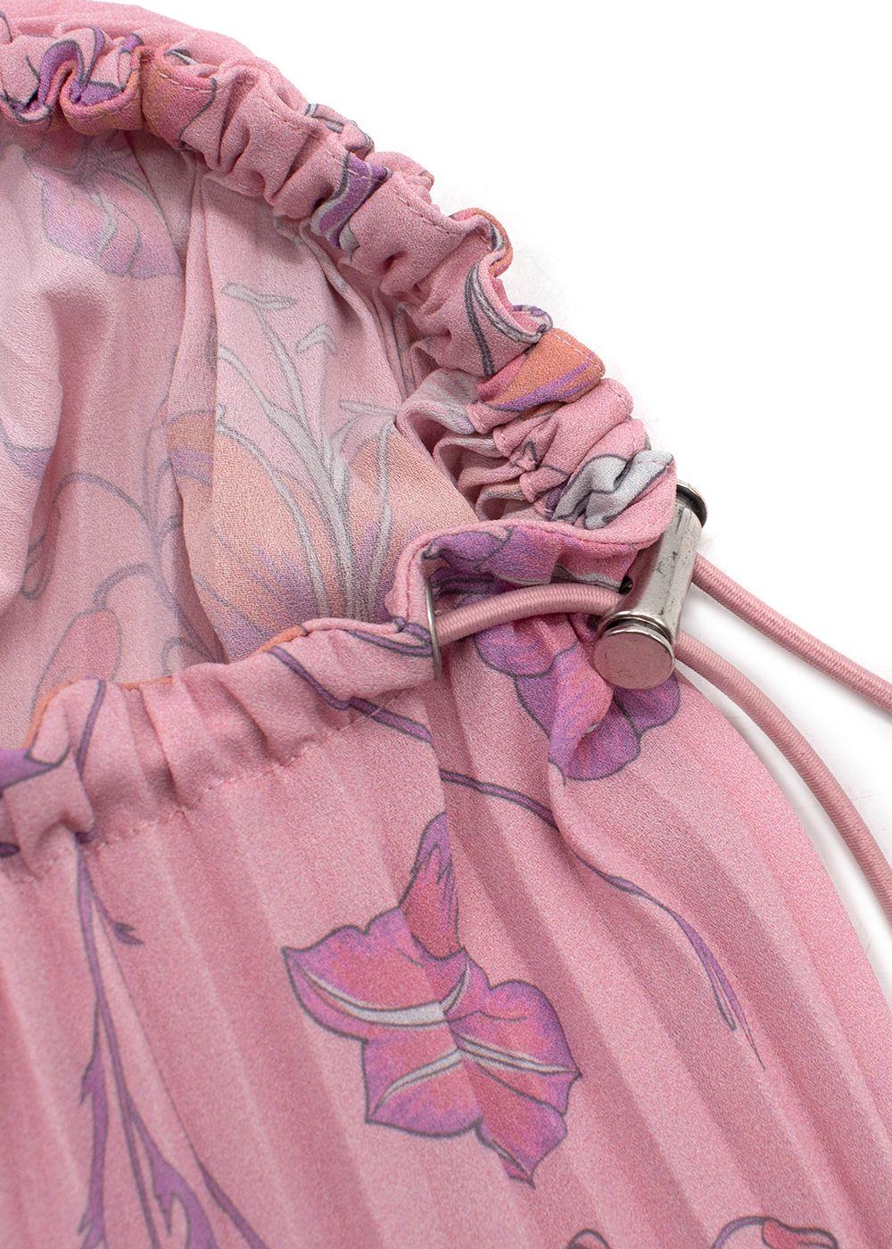 Balenciaga Pink Floral Pleated Skirt with Drawstring Waist Detail