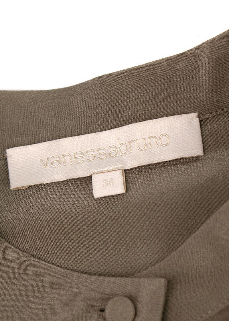 Vanessa Bruno Khaki Belted Silk Shirt Dress