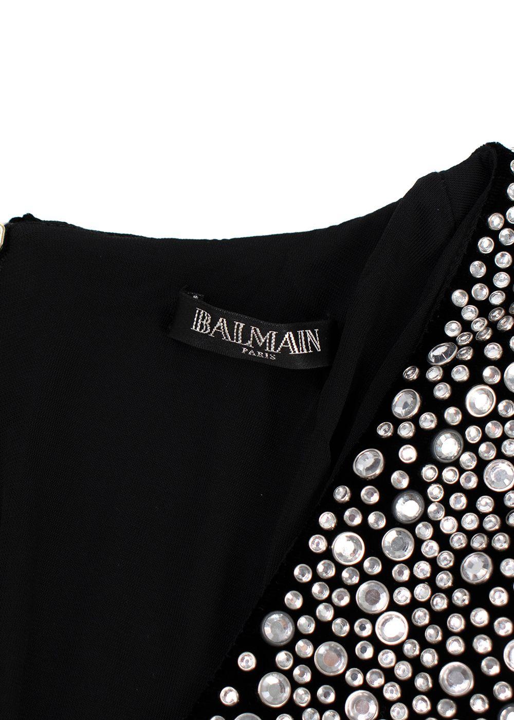 Balmain Black Velvet Embellished Dress