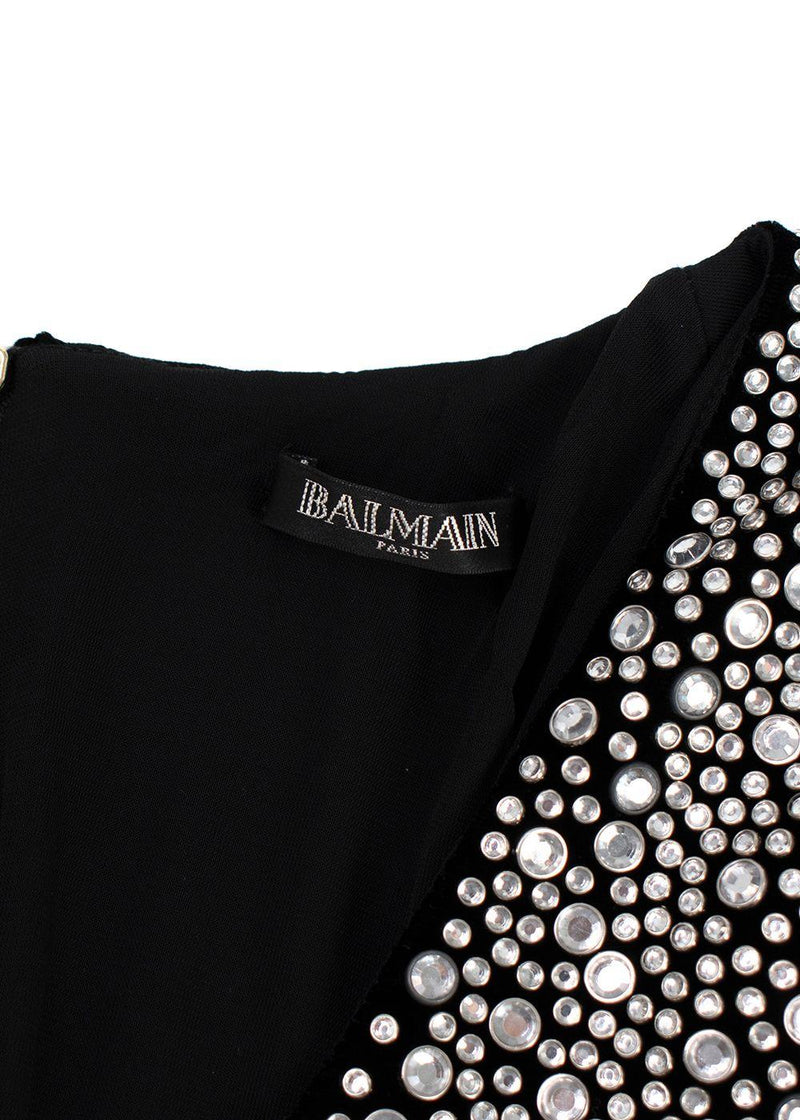 Balmain Black Velvet Embellished Dress