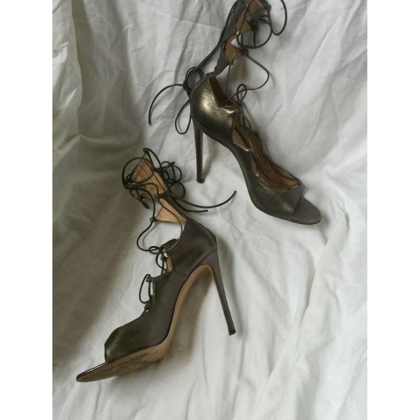 Gianvito Rossi Metallic Lace-Up Sandals