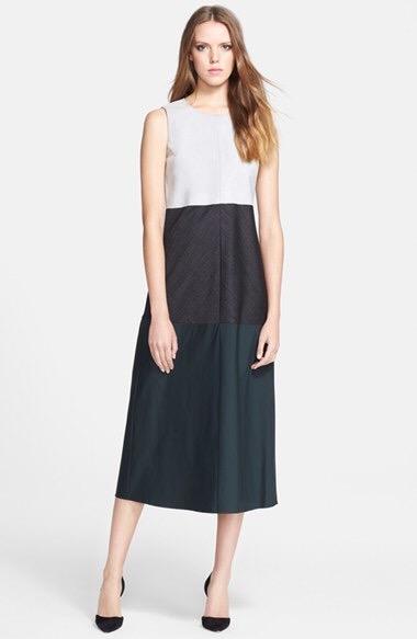 Theory  'Dalax' Colorblock Stretch Wool Midi Dress Size 10/UK14